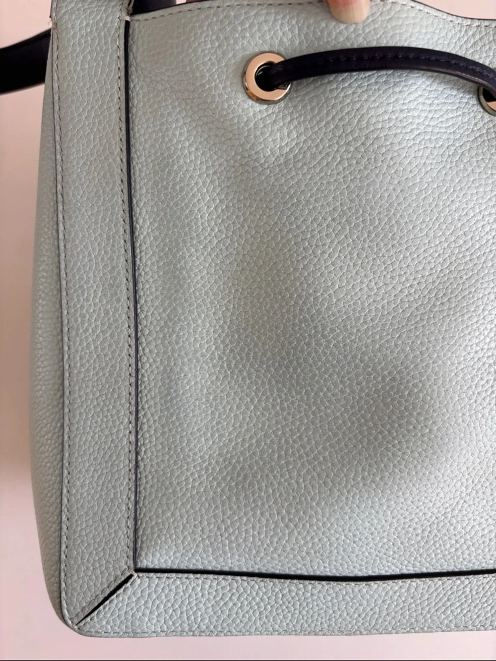 kate spade Mint and Black‎ Leather Drawstring Shoulder Bag